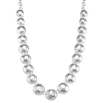 Nine West Silver Tone Sculpted Ball Collar Necklace