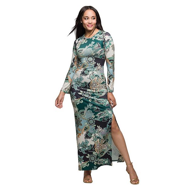 chinese dress ladies 24seven Comfort Apparel Plus Size Hot Pink Paisley Print Scoop Neck A Line  Sleeveless Maxi Dress P006695KKM