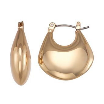 Nine West Gold-Tone Puffy Hoop Earrings