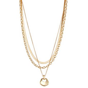 Nine West Gold-Tone Multi-Row Puffy Pendant Necklace