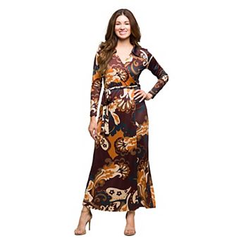 Women's 24Seven Comfort Apparel Paisley Belted Maxi Dress
