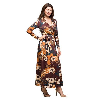 Women's 24Seven Comfort Apparel Paisley Belted Maxi Dress