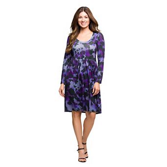 Women's 24Seven Comfort Apparel Long Sleeve Empire Waist Dress