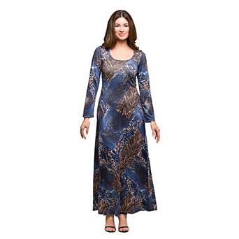 Women's 24Seven Comfort Apparel Long Sleeve Scoop Neck Maxi Dress