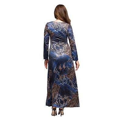 Women's 24Seven Comfort Apparel Long Sleeve Scoop Neck Maxi Dress