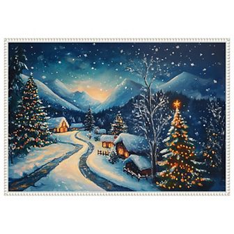 Winter wonderland Night by Pictufy Framed Canvas Wall Art Print