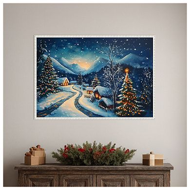 Winter wonderland Night by Pictufy Framed Canvas Wall Art Print