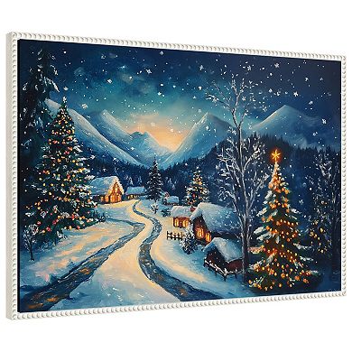 Winter wonderland Night by Pictufy Framed Canvas Wall Art Print