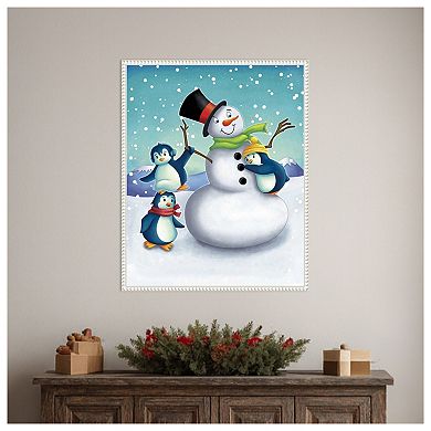 Joyful Snowman by Josefina Framed Canvas Wall Art Print