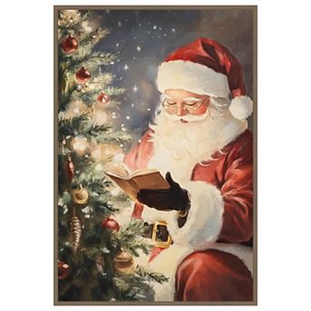 Santa Reading II by Melloi Art Prints Framed Canvas Wall Art Print