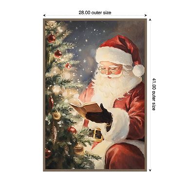 Santa Reading II by Melloi Art Prints Framed Canvas Wall Art Print