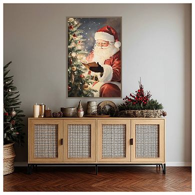 Santa Reading II by Melloi Art Prints Framed Canvas Wall Art Print