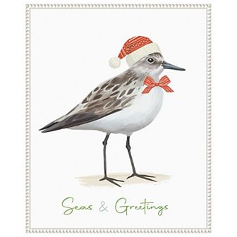 Christmas Sandpiper I by Lucca Sheppard Framed Canvas Wall Art Print