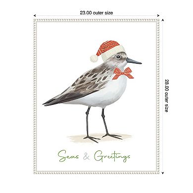 Christmas Sandpiper I by Lucca Sheppard Framed Canvas Wall Art Print