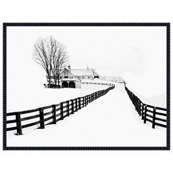 Winter Horse Barn by Jasmine Framed Canvas Wall Art Print
