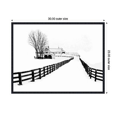 Winter Horse Barn by Jasmine Framed Canvas Wall Art Print