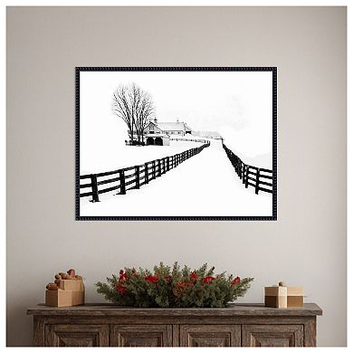Winter Horse Barn by Jasmine Framed Canvas Wall Art Print