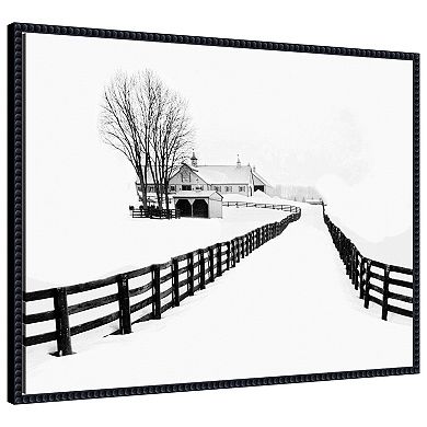 Winter Horse Barn by Jasmine Framed Canvas Wall Art Print