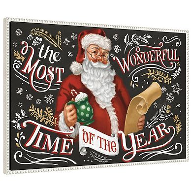 Santas List II Black by Janelle Penner Framed Canvas Wall Art Print