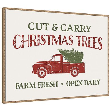 Christmas Farm Sign II by Victoria Barnes Framed Canvas Wall Art Print