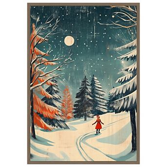 Christmas girl by Pictufy Studio Framed Canvas Wall Art Print