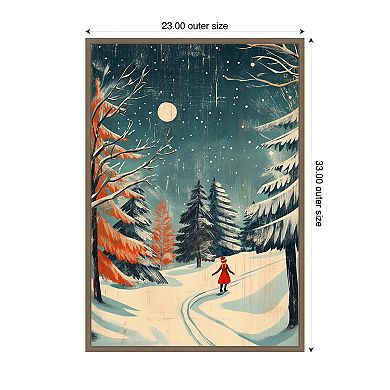 Christmas girl by Pictufy Studio Framed Canvas Wall Art Print