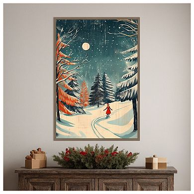 Christmas girl by Pictufy Studio Framed Canvas Wall Art Print