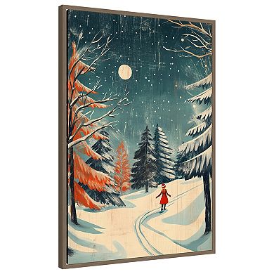 Christmas girl by Pictufy Studio Framed Canvas Wall Art Print