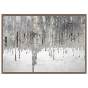 Birches In Fog by Kim Curinga Framed Canvas Wall Art Print