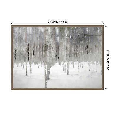Birches In Fog by Kim Curinga Framed Canvas Wall Art Print