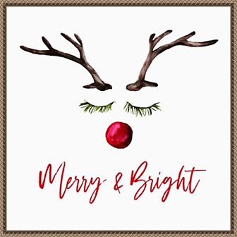 Reindeer Merry and Bright by Amanti Art Portfolio Framed Canvas Wall Art Print
