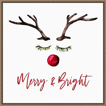 Reindeer Merry and Bright by Amanti Art Portfolio Framed Canvas Wall Art Print