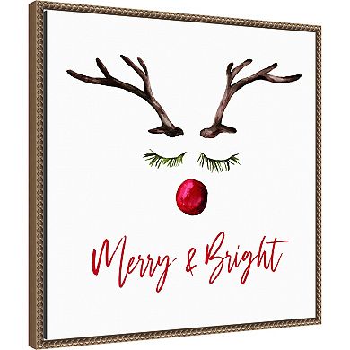 Reindeer Merry and Bright by Amanti Art Portfolio Framed Canvas Wall Art Print