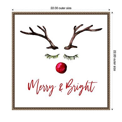 Reindeer Merry and Bright by Amanti Art Portfolio Framed Canvas Wall Art Print