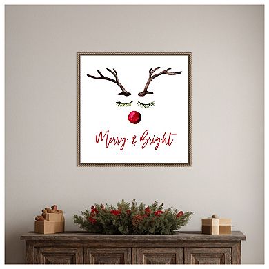 Reindeer Merry and Bright by Amanti Art Portfolio Framed Canvas Wall Art Print