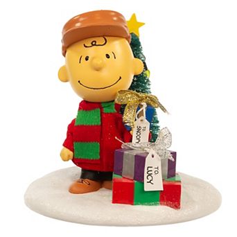 Kurt Adler 4.5-Inch Fabric Mache Peanuts® Charlie Brown with Tree Table Piece