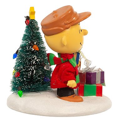 Kurt Adler 4.5-Inch Fabric Mache Peanuts® Charlie Brown with Tree Table Piece