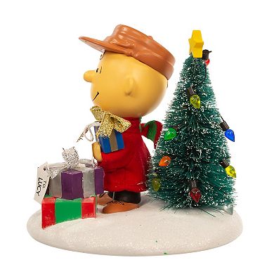 Kurt Adler 4.5-Inch Fabric Mache Peanuts® Charlie Brown with Tree Table Piece