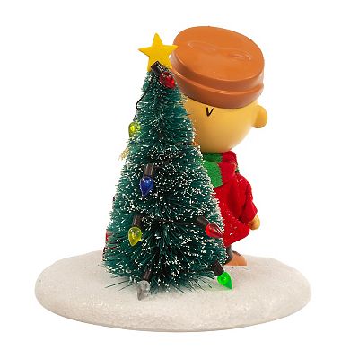 Kurt Adler 4.5-Inch Fabric Mache Peanuts® Charlie Brown with Tree Table Piece