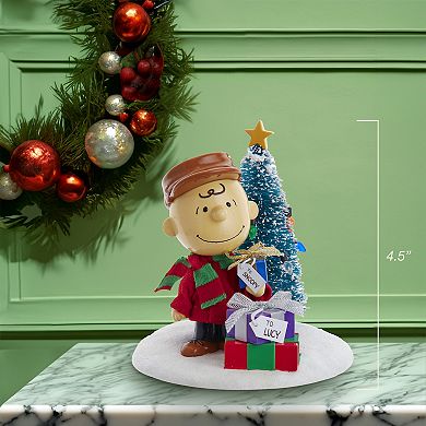 Kurt Adler 4.5-Inch Fabric Mache Peanuts® Charlie Brown with Tree Table Piece