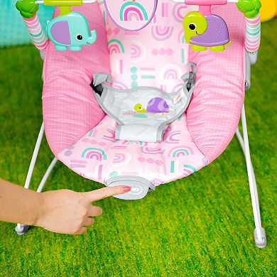 Bright Starts Pink Paradise Vibrating Bouncer with Toys