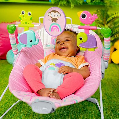 Bright Starts Pink Paradise Vibrating Bouncer with Toys