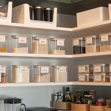 OU Airtight Food Storage Container Set 8pc (set of 4) Plastic Container with Leak Proof Bamboo Lid