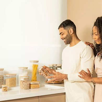 OU Airtight Food Storage Container Set 8pc (set of 4) Plastic Container with Leak Proof Bamboo Lid
