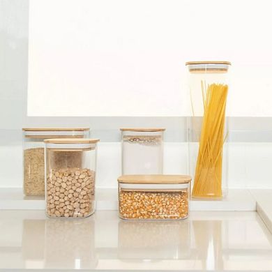 OU Airtight Food Storage Container Set 8pc (set of 4) Plastic Container with Leak Proof Bamboo Lid