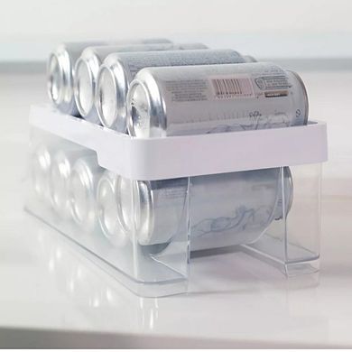 OU Soda Can Organizer for Refrigerator Set of 2, Clear Rolling Can Dispenser for Fridge & Pantry
