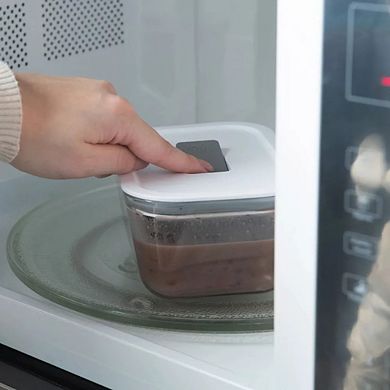 OU Glass Food Storage Container Set 8pc (set of 4) Airtight Leak Proof Lid with Microwave Valve