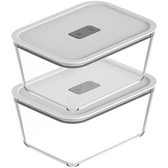 OU Glass Food Storage Container Set 4 pc (set of 2) Airtight with Microwave Valve, Stackable