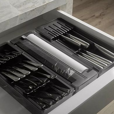 OU In-Drawer Silverware and Utensils Organizer Set Knife & Utensil Holder, Wrap Roll Dispenser