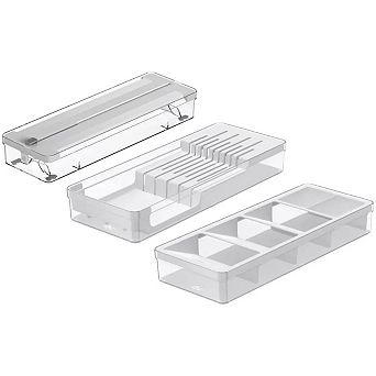 OU In-Drawer Silverware and Utensils Organizer Set Knife & Utensil Holder, Wrap Roll Dispenser
